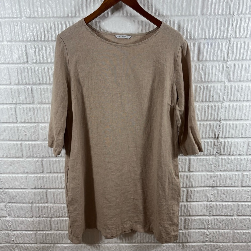 Linenfox Tan Shift Dress Medium